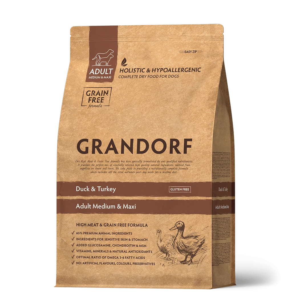 GRANDORF Duck&Turkey. Holistic Adult Medium & Maxi для питомцев с чувствительным пищеварением 