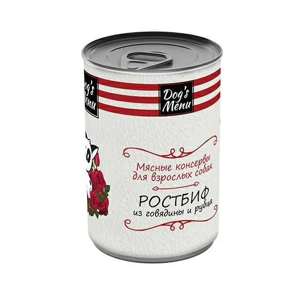 Dog`s Menu консервы для взрослых собак ростбиф из говядины и рубца 
